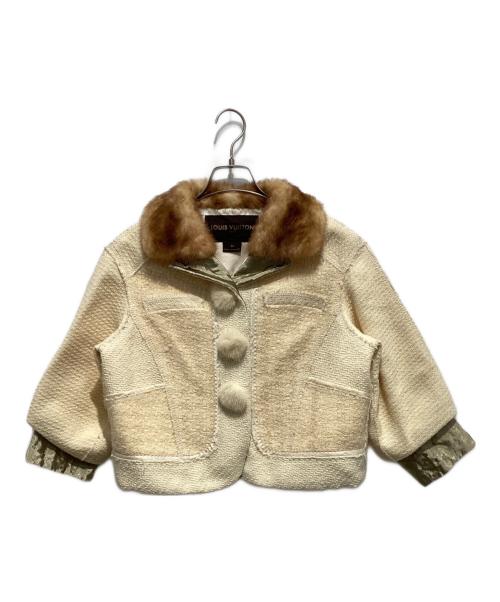 LOUIS VUITTON（ルイ ヴィトン）LOUIS VUITTON (ルイ ヴィトン) ミンクファーウールジャケット ホワイト サイズ:34の古着・服飾アイテム