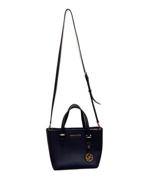 MICHAEL KORS（マイケルコース）MICHAEL KORS (マイケルコース) 2WAYハンドバッグ ネイビーの古着・服飾アイテム
