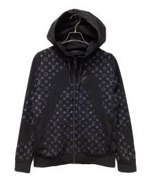 LOUIS VUITTON（ルイ ヴィトン）の古着「ハイブリッド ジップスルー モノグラム パーカー」｜ブラック