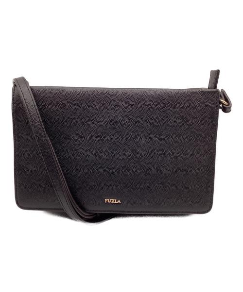 FURLA（フルラ）FURLA (フルラ) レザーショルダーバッグ ブラックの古着・服飾アイテム