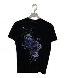 LOUIS VUITTON（ルイ ヴィトン）の古着「フローラルパンサー クルーネックTシャツ」｜ブラック