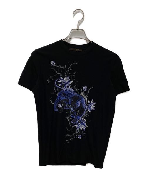 LOUIS VUITTON（ルイ ヴィトン）LOUIS VUITTON (ルイ ヴィトン) フローラルパンサー クルーネックTシャツ ブラック サイズ:ＸＳの古着・服飾アイテム