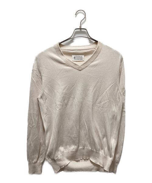 Maison Margiela（メゾンマルジェラ）Maison Margiela (メゾンマルジェラ) Vネックニット アイボリー サイズ:Ｍの古着・服飾アイテム