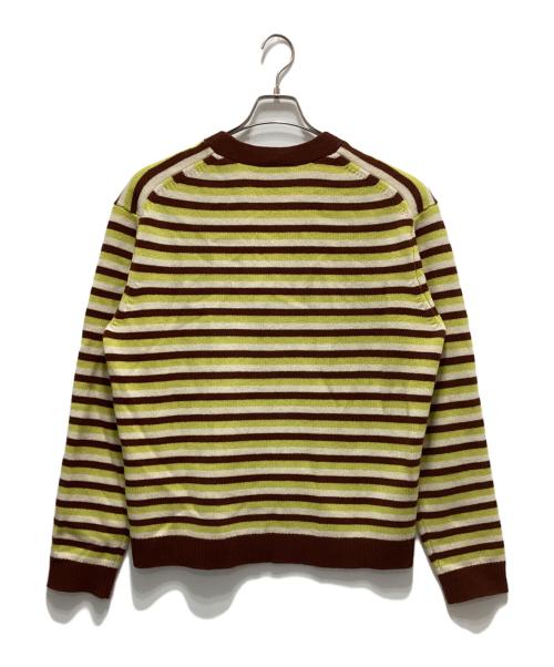 maison kitsune（メゾンキツネ）MAISON KITSUNE (メゾンキツネ) ボーダーカーディガン イエロー サイズ:Ｍの古着・服飾アイテム