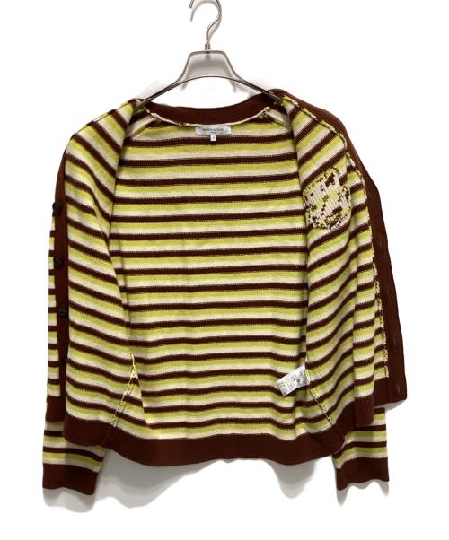 maison kitsune（メゾンキツネ）MAISON KITSUNE (メゾンキツネ) ボーダーカーディガン イエロー サイズ:Ｍの古着・服飾アイテム