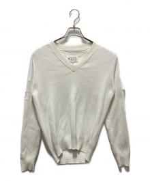 Maison Margiela（メゾンマルジェラ）の古着「コットンVネックニット」｜ホワイト