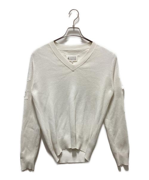 Maison Margiela（メゾンマルジェラ）Maison Margiela (メゾンマルジェラ) コットンVネックニット ホワイト サイズ:Ｓの古着・服飾アイテム