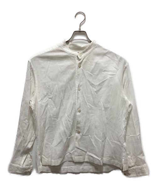 ISSEY MIYAKE MEN（イッセイミヤケメン）ISSEY MIYAKE MEN (イッセイミヤケメン) シワ加工バンドカラーシャツ ホワイト サイズ:3の古着・服飾アイテム