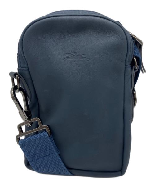 LONGCHAMP（ロンシャン）LONGCHAMP (ロンシャン) レザーショルダーバッグ ネイビーの古着・服飾アイテム