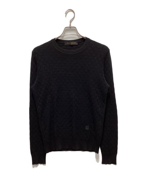LOUIS VUITTON（ルイ ヴィトン）LOUIS VUITTON (ルイ ヴィトン) ダミエ柄コットンウールニット ブラック サイズ:ＸＳの古着・服飾アイテム