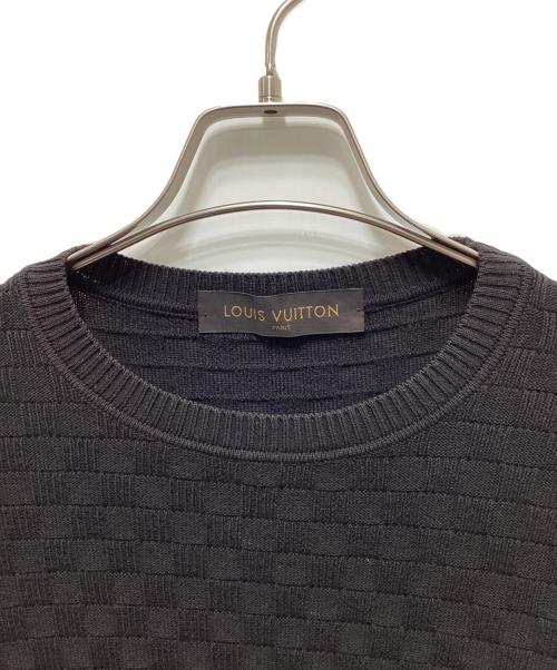 LOUIS VUITTON（ルイ ヴィトン）LOUIS VUITTON (ルイ ヴィトン) ダミエ柄コットンウールニット ブラック サイズ:ＸＳの古着・服飾アイテム