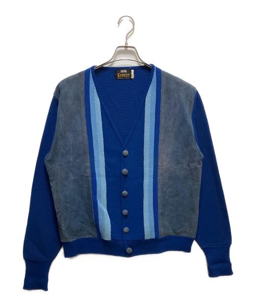 CAMPUS（キャンパス）CAMPUS (キャンパス) レザー切替ニットカーディガン ネイビー サイズ:Lの古着・服飾アイテム