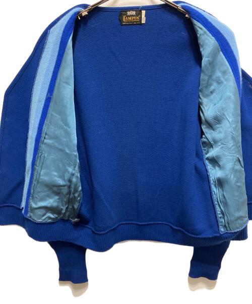 CAMPUS（キャンパス）CAMPUS (キャンパス) レザー切替ニットカーディガン ネイビー サイズ:Lの古着・服飾アイテム