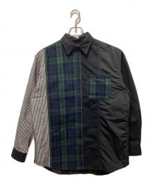 THE NORTHFACE PURPLELABEL（ザ・ノースフェイス パープルレーベル）の古着「Plaid Patchwork Shirt」｜ブラック