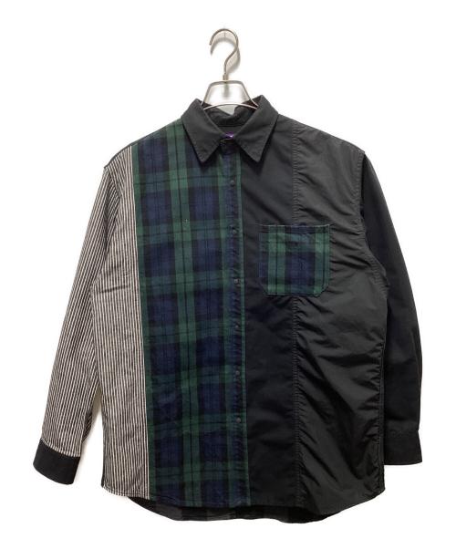 THE NORTHFACE PURPLELABEL（ザ・ノースフェイス パープルレーベル）THE NORTHFACE PURPLELABEL (ザ・ノースフェイス パープルレーベル) Plaid Patchwork Shirt ブラック サイズ:Mの古着・服飾アイテム