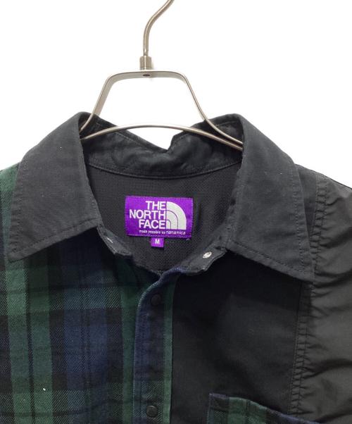 THE NORTHFACE PURPLELABEL（ザ・ノースフェイス パープルレーベル）THE NORTHFACE PURPLELABEL (ザ・ノースフェイス パープルレーベル) Plaid Patchwork Shirt ブラック サイズ:Mの古着・服飾アイテム