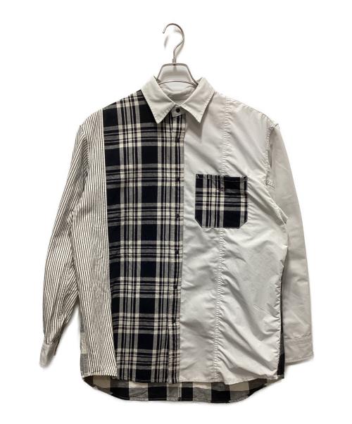 THE NORTHFACE PURPLELABEL（ザ・ノースフェイス パープルレーベル）THE NORTHFACE PURPLELABEL (ザ・ノースフェイス パープルレーベル) Plaid Patchwork Shirt ホワイト サイズ:Mの古着・服飾アイテム