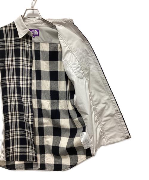 THE NORTHFACE PURPLELABEL（ザ・ノースフェイス パープルレーベル）THE NORTHFACE PURPLELABEL (ザ・ノースフェイス パープルレーベル) Plaid Patchwork Shirt ホワイト サイズ:Mの古着・服飾アイテム