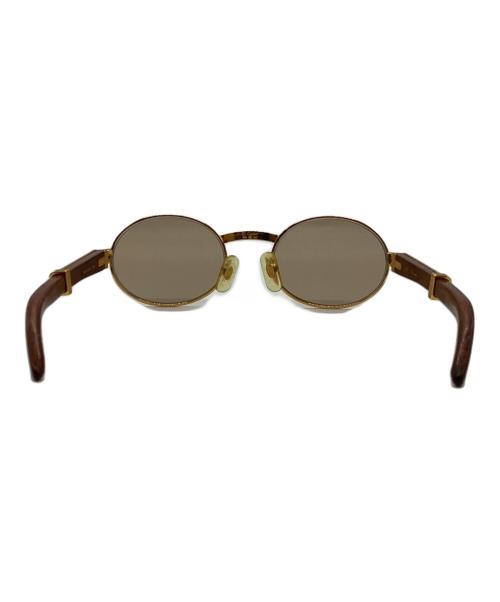Cartier（カルティエ）Cartier (カルティエ) ウッドテンプルサングラス ゴールド×ブラウン サイズ:49□20の古着・服飾アイテム