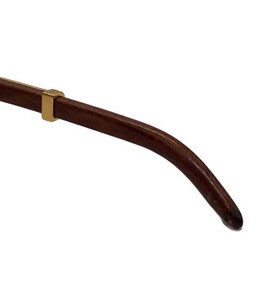 Cartier（カルティエ）Cartier (カルティエ) ウッドテンプルサングラス ゴールド×ブラウン サイズ:49□20の古着・服飾アイテム