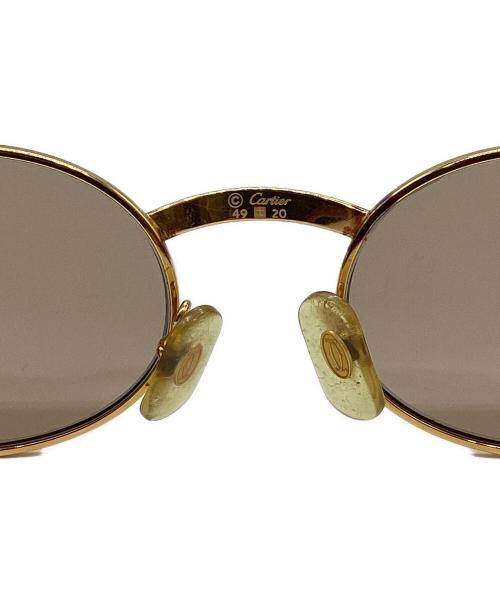 Cartier（カルティエ）Cartier (カルティエ) ウッドテンプルサングラス ゴールド×ブラウン サイズ:49□20の古着・服飾アイテム