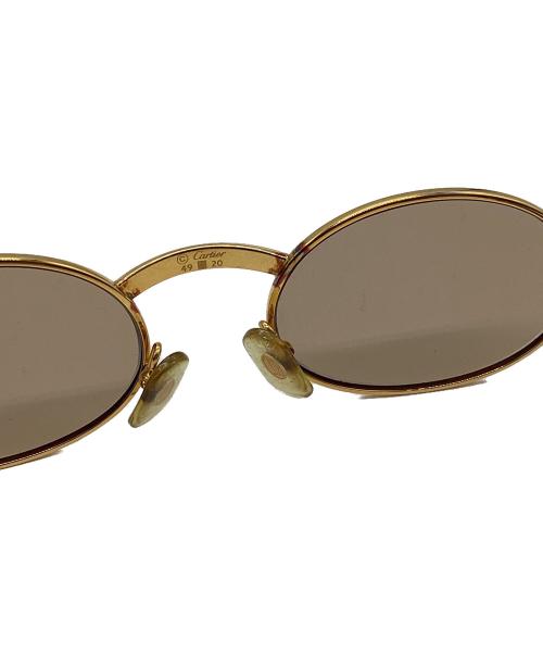 Cartier（カルティエ）Cartier (カルティエ) ウッドテンプルサングラス ゴールド×ブラウン サイズ:49□20の古着・服飾アイテム