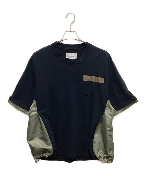 sacai（サカイ）sacai (サカイ) Nylon Twill Mix T-Shirt ネイビー×カーキ サイズ:1の古着・服飾アイテム