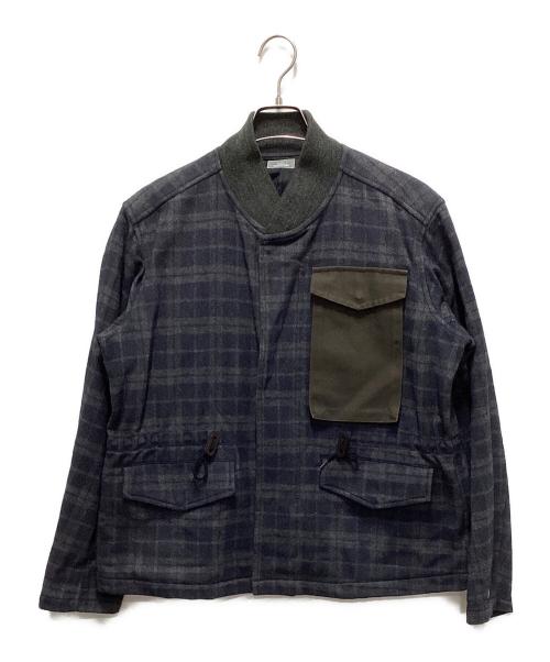 kolor/BEACON（カラービーコン）kolor/BEACON (カラービーコン) ウールチェックブルゾン ネイビー サイズ:２の古着・服飾アイテム