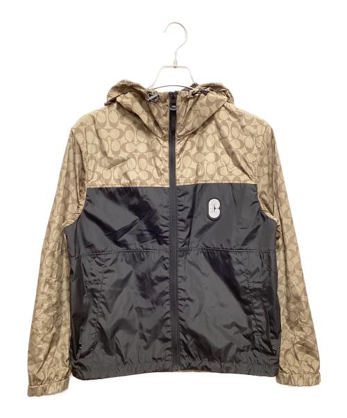 COACH（コーチ）COACH (コーチ) シグネチャーウインドブレーカー ブラック×ベージュ サイズ:Sの古着・服飾アイテム