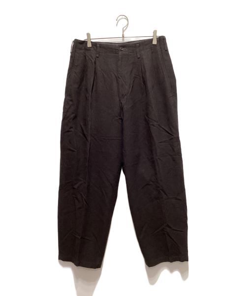 Y's for men（ワイズフォーメン）Y'S for men (ワイズフォーメン) リネン混ワイドパンツ ブラウン サイズ:3の古着・服飾アイテム