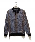 WACKO MARIAワコマリア）の古着「LEOPARD KNIT POLO SHIRT」｜ブラック×ブルー
