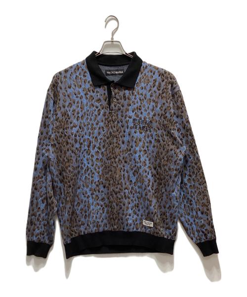 WACKO MARIA（ワコマリア）WACKO MARIA (ワコマリア) LEOPARD KNIT POLO SHIRT ブラック×ブルー サイズ:XLの古着・服飾アイテム
