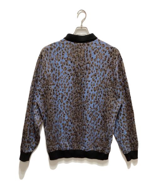 WACKO MARIA（ワコマリア）WACKO MARIA (ワコマリア) LEOPARD KNIT POLO SHIRT ブラック×ブルー サイズ:XLの古着・服飾アイテム