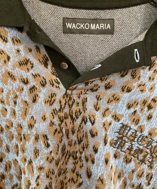 WACKO MARIA（ワコマリア）WACKO MARIA (ワコマリア) LEOPARD KNIT POLO SHIRT ブラック×ブルー サイズ:XLの古着・服飾アイテム