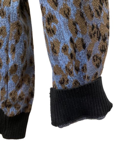 WACKO MARIA（ワコマリア）WACKO MARIA (ワコマリア) LEOPARD KNIT POLO SHIRT ブラック×ブルー サイズ:XLの古着・服飾アイテム
