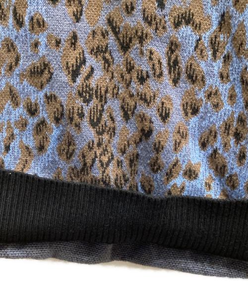 WACKO MARIA（ワコマリア）WACKO MARIA (ワコマリア) LEOPARD KNIT POLO SHIRT ブラック×ブルー サイズ:XLの古着・服飾アイテム