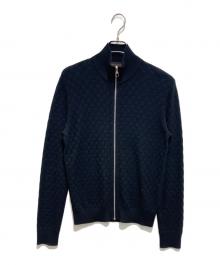 LOUIS VUITTON（ルイ ヴィトン）の古着「ダミエ コットンウール ZIP カーディガン」｜ブラック