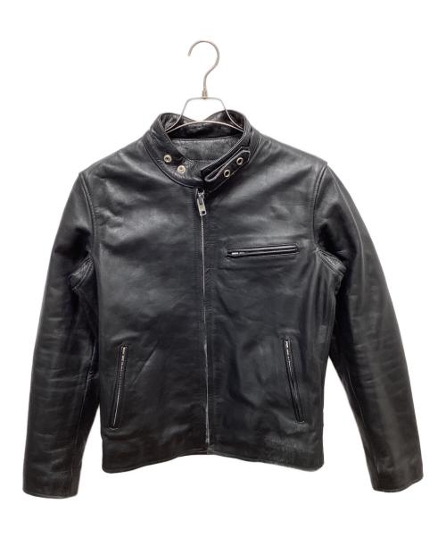 HORN WORKS（ホーンワークス）HORN WORKS (ホーンワークス) バッファローレザーシングルライダースジャケット ブラック サイズ:Mの古着・服飾アイテム