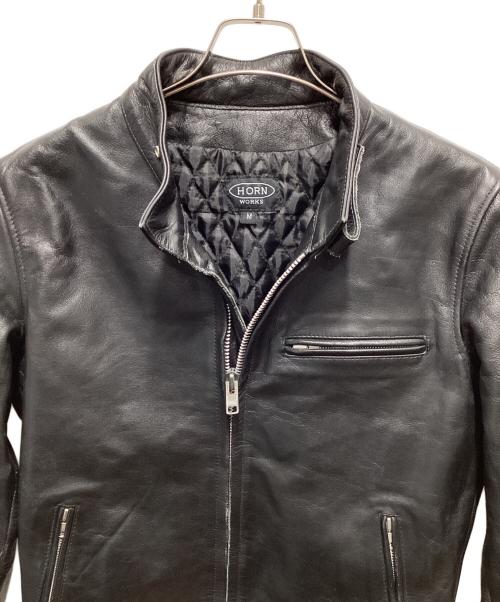 HORN WORKS（ホーンワークス）HORN WORKS (ホーンワークス) バッファローレザーシングルライダースジャケット ブラック サイズ:Mの古着・服飾アイテム