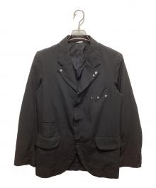 COMME des GARCONS HOMME DEUX（コムデギャルソン オム ドゥ）の古着「ポリ縮絨スナップボタンストライプテーラードジャケット」｜ブラック