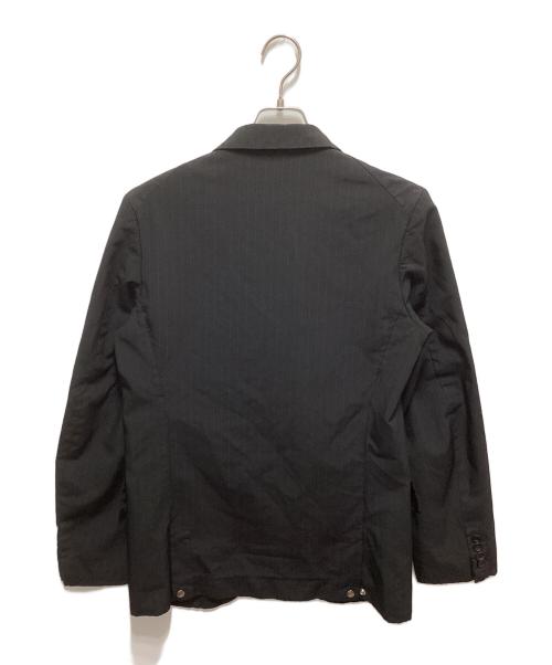 COMME des GARCONS HOMME DEUX（コムデギャルソン オム ドゥ）COMME des GARCONS HOMME DEUX (コムデギャルソン オム ドゥ) ポリ縮絨スナップボタンストライプテーラードジャケット ブラック サイズ:Sの古着・服飾アイテム