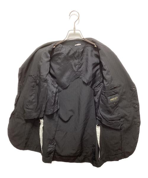 COMME des GARCONS HOMME DEUX（コムデギャルソン オム ドゥ）COMME des GARCONS HOMME DEUX (コムデギャルソン オム ドゥ) ポリ縮絨スナップボタンストライプテーラードジャケット ブラック サイズ:Sの古着・服飾アイテム