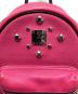 中古・古着 MCM (エムシーエム) スタッズリュック ピンク：15000円