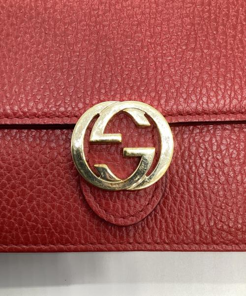 GUCCI（グッチ）GUCCI (グッチ) インターロッキングG チェーンショルダーウォレット レッドの古着・服飾アイテム