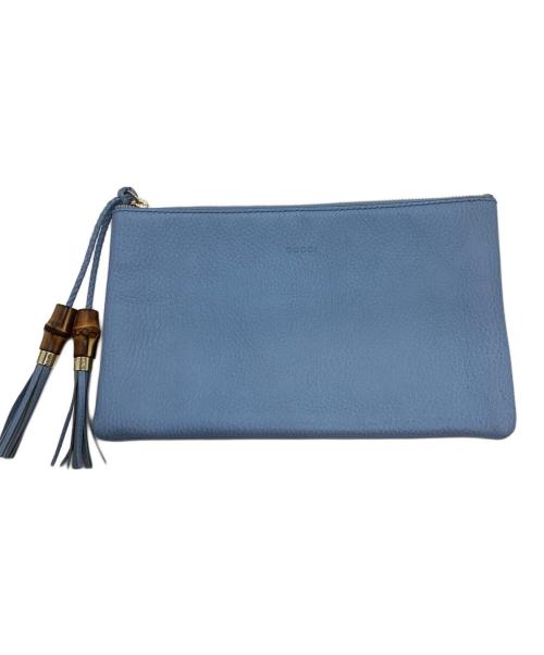 GUCCI（グッチ）GUCCI (グッチ) バンブー タッセル クラッチバッグ ブルーの古着・服飾アイテム