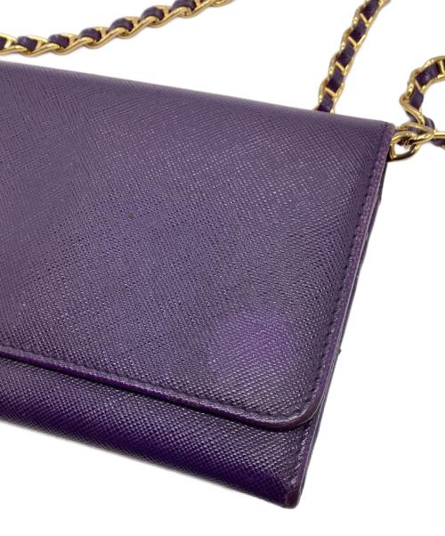 PRADA（プラダ）PRADA (プラダ) サフィアーノチェーンショルダーウォレット パープルの古着・服飾アイテム
