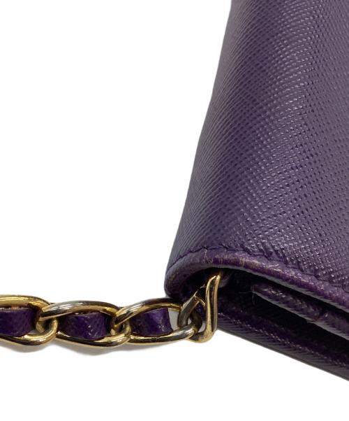 PRADA（プラダ）PRADA (プラダ) サフィアーノチェーンショルダーウォレット パープルの古着・服飾アイテム
