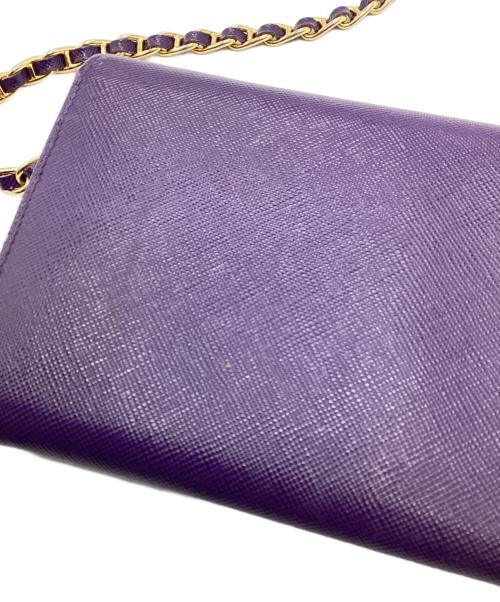 PRADA（プラダ）PRADA (プラダ) サフィアーノチェーンショルダーウォレット パープルの古着・服飾アイテム