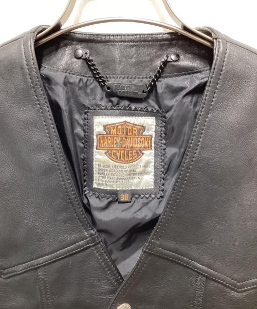HARLEY-DAVIDSON（ハーレーダビッドソン）HARLEY-DAVIDSON (ハーレーダビッドソン) レザーベスト ブラック サイズ:38の古着・服飾アイテム