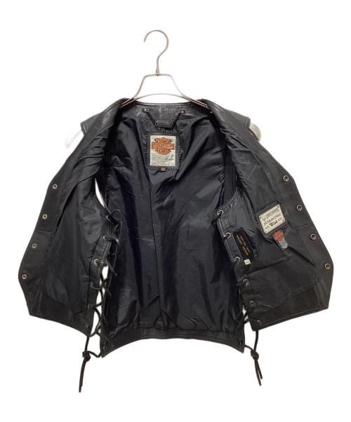 HARLEY-DAVIDSON（ハーレーダビッドソン）HARLEY-DAVIDSON (ハーレーダビッドソン) レザーベスト ブラック サイズ:38の古着・服飾アイテム